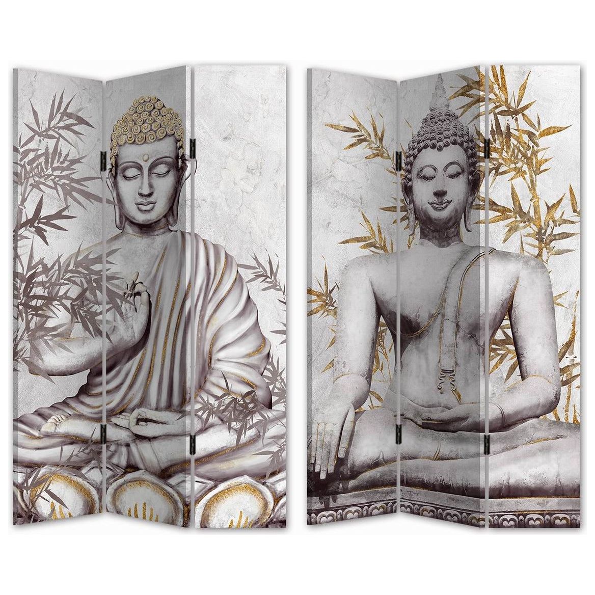 Canvas Screen Room Divider - Buddha or Gold Leaf - Dollars and Sense