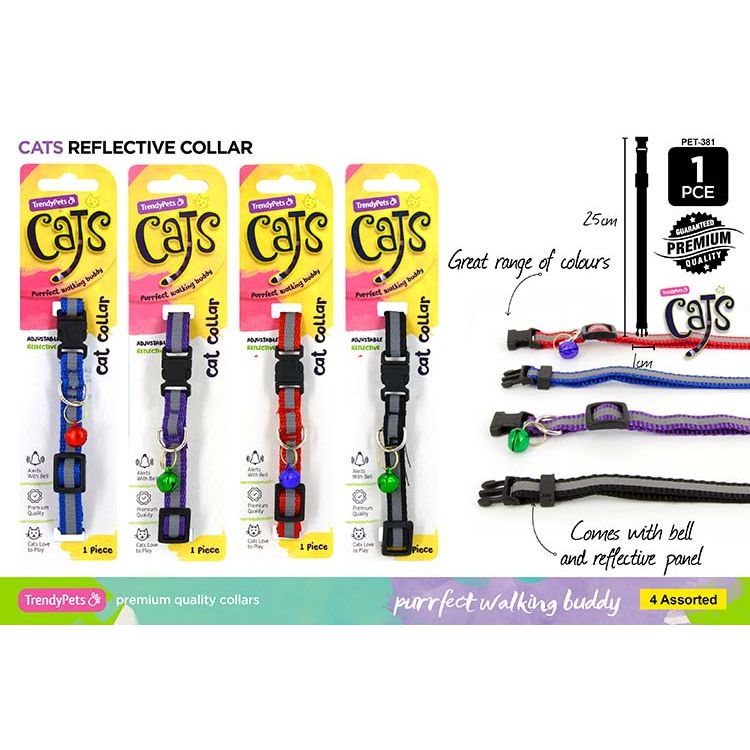 Cats - Reflective Adjustable Collar with Bell