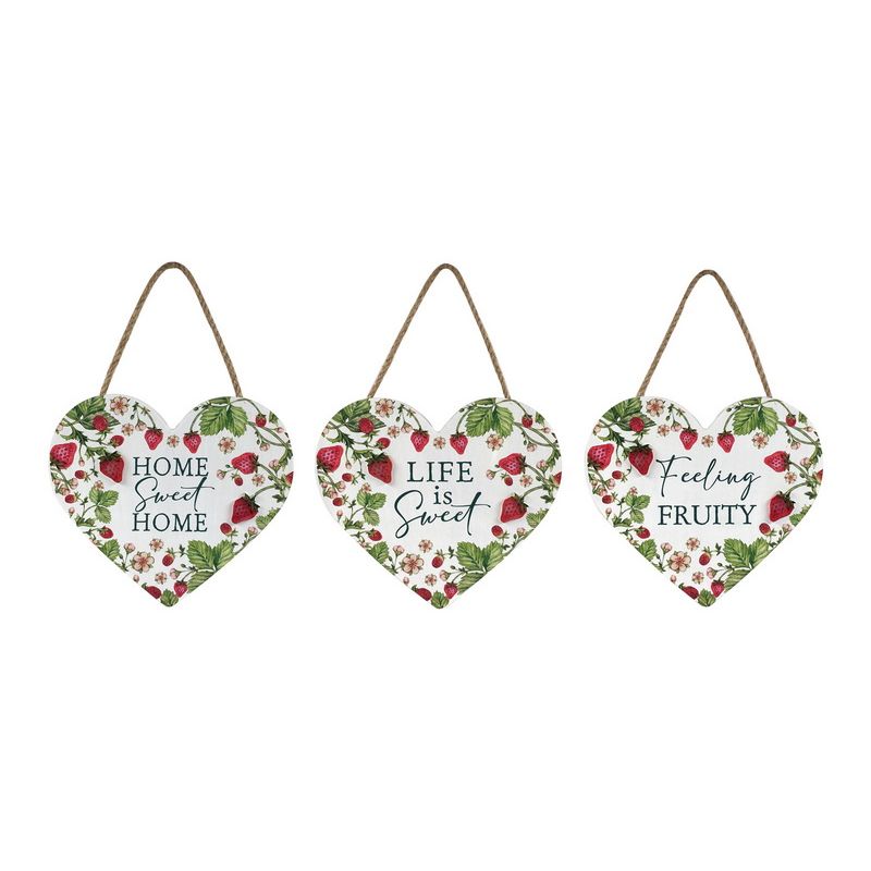 14cm Hanging Heart Plaque with Strawberry SKU PLFSTHEA - Dollars and Sense