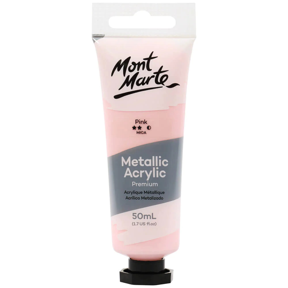 Mont Marte Metallic Acrylic Paint - Pink - Dollars and Sense