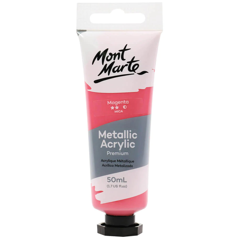 Mont Marte Metallic Acrylic Paint - Magenta - Dollars and Sense