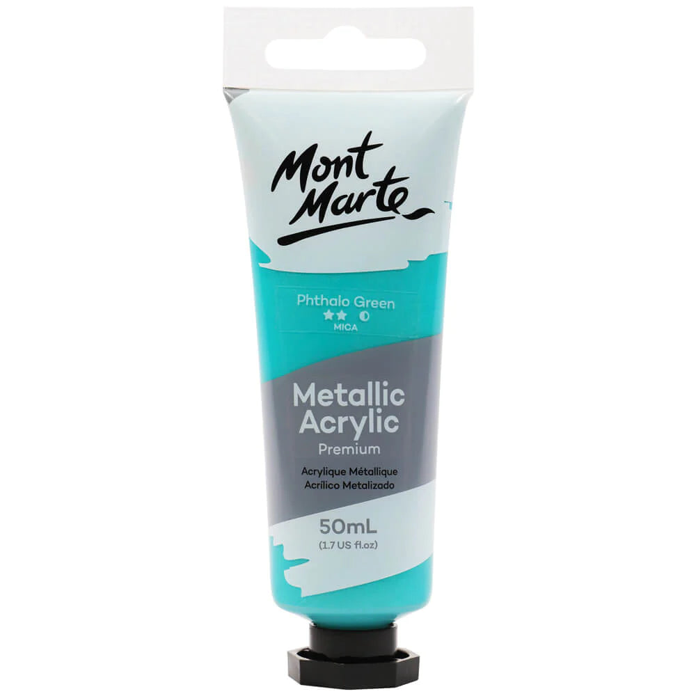 Mont Marte Metallic Acrylic Paint - Phthalo Green - Dollars and Sense