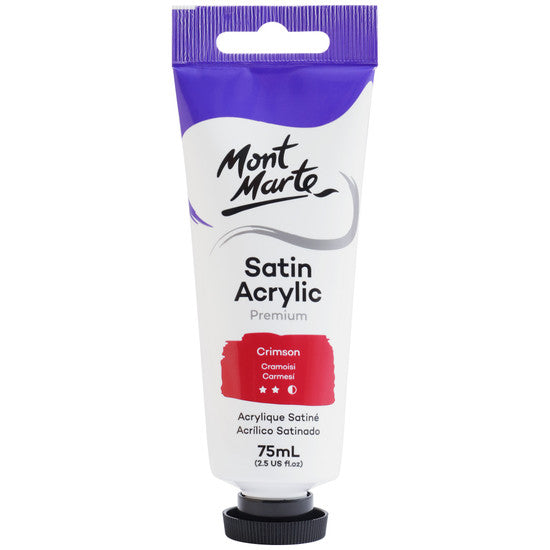 Mont Marte Satin Acrylic Paint Crimson 75ml - Dollars and Sense