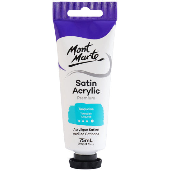 Mont Marte Satin Acrylic Paint Turquoise 75ml - Dollars and Sense