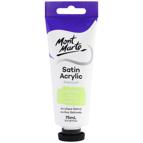 Mont Marte Satin Acrylic Paint Yellow Green 75ml - Dollars and Sense