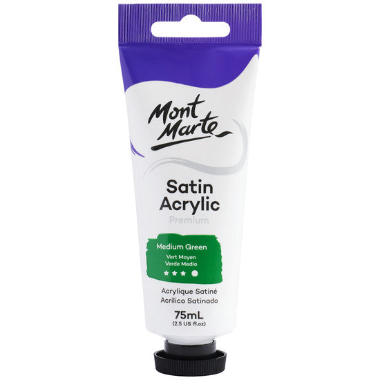 Mont Marte Satin Acrylic Paint Medium Green 75ml - Dollars and Sense