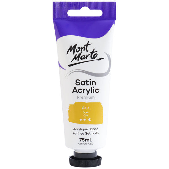 Mont Marte Satin Acrylic Paint Gold 75ml - Dollars and Sense