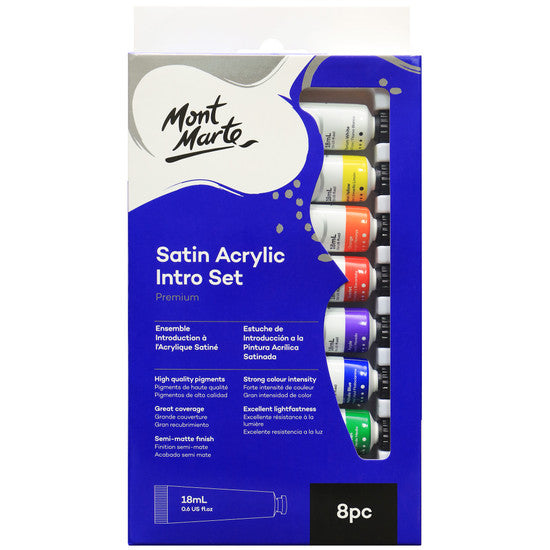 Mont Marte Satin Acrylic Paint Intro Set 18ml 8pc - Dollars and Sense