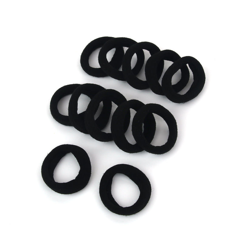12Pk Elastic Hair Bands-Black