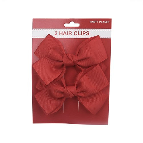 Bow Hair Clips - Red - Dollars and Sense