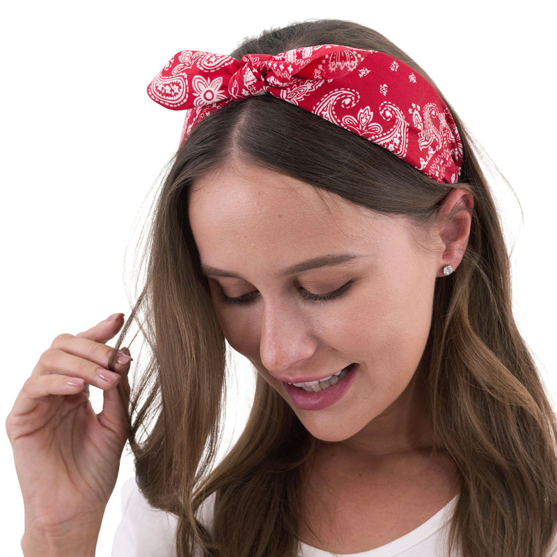 Retro Printed Headband-Red