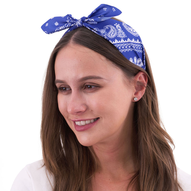 Retro Printed Headband-Blue