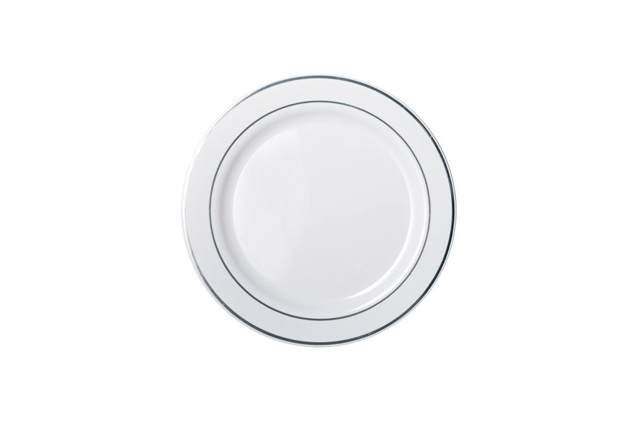 Deluxe Plate Silver Rim 19cm 6pk