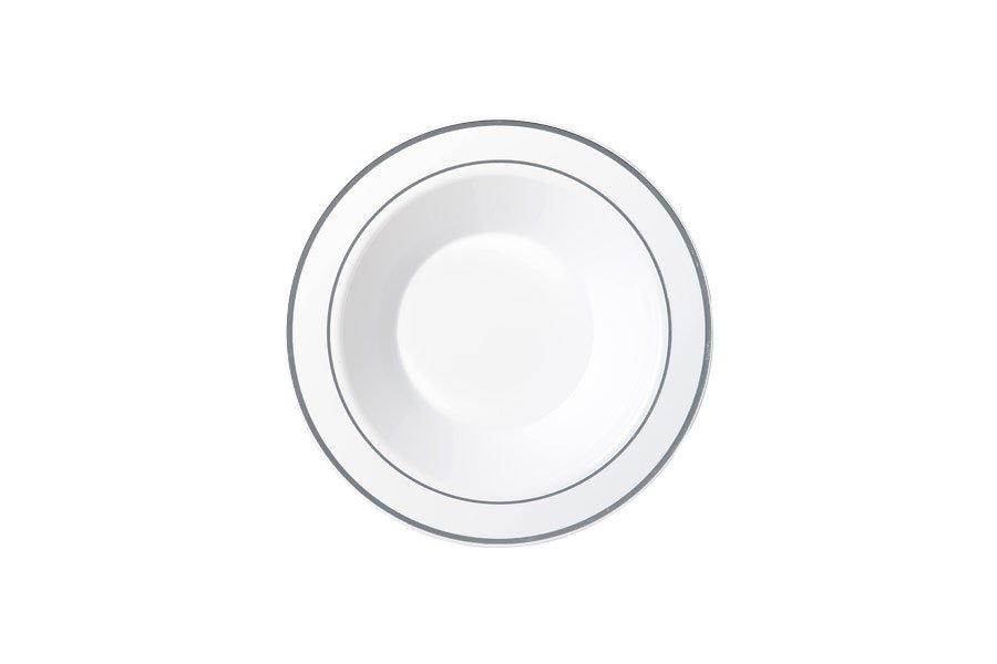 Deluxe Bowl Silver Rim 19cm 6pk