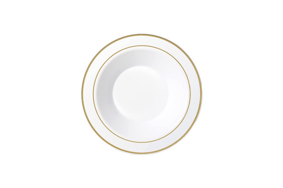 190mm Heavy Duty White Bowl With Gold Lining Pk6