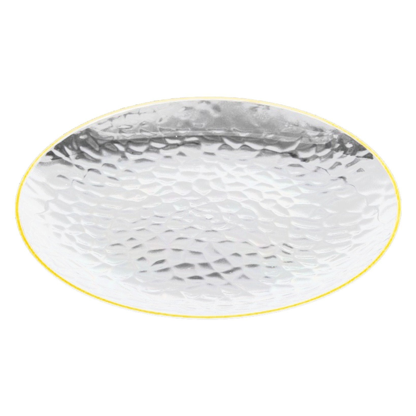 230mm Heavy Duty Clear Dimple Plate With Gold Rim Pk10