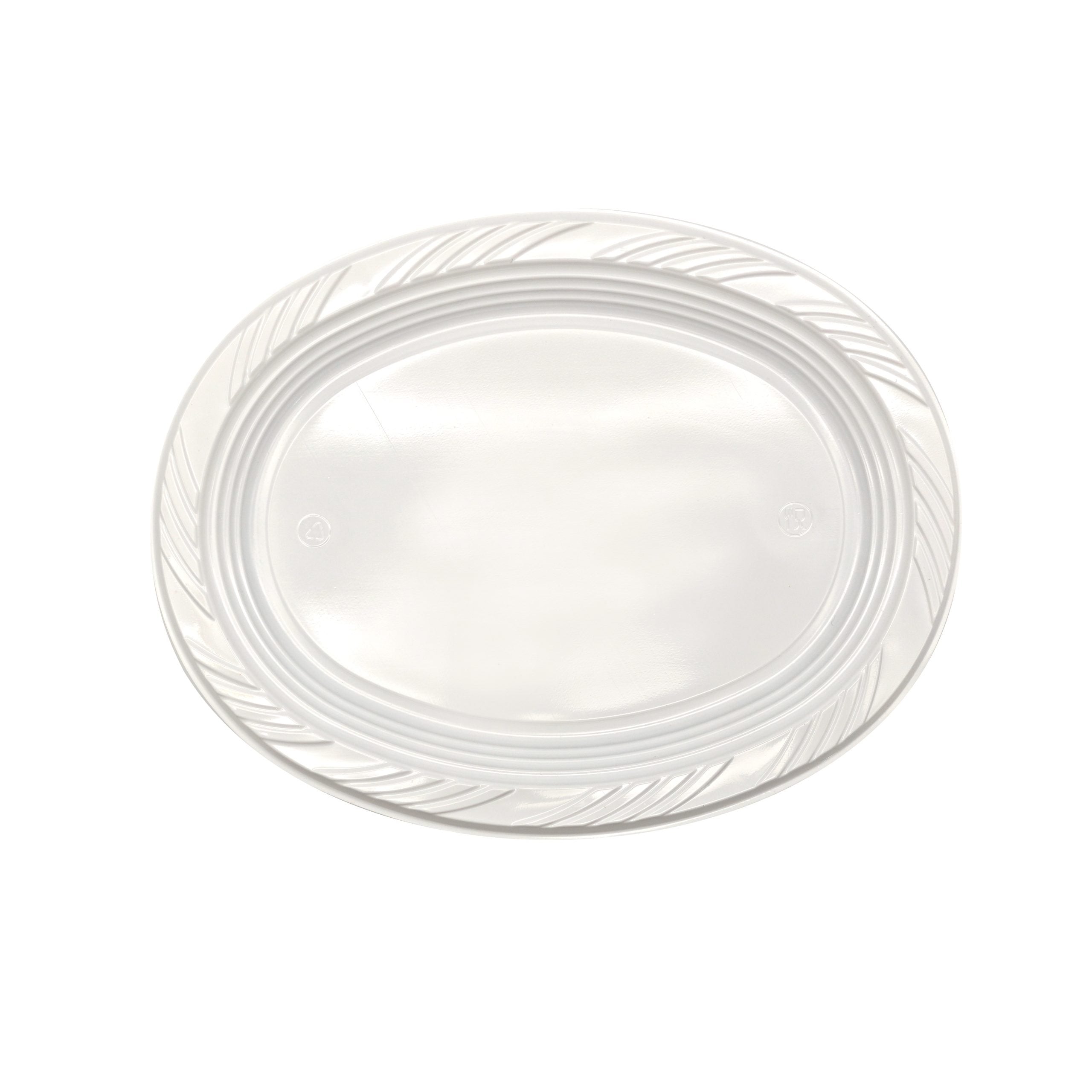 300mm x 230mm Reusable Oval Plate White Pk25