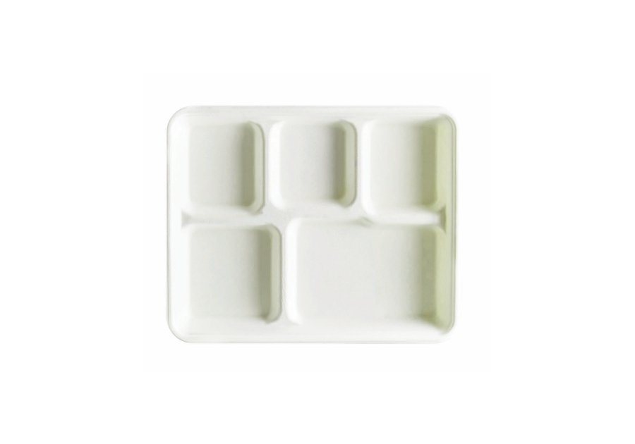 265mm x 215mm Sugar Cane 5-Compartment Plate Pk20