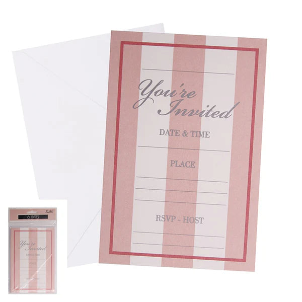 Striped Invites & Envelopes - Pink