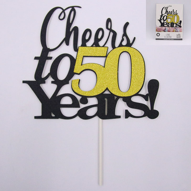 Cake Topper - Cheers To 50 Years - Dollars and Sense