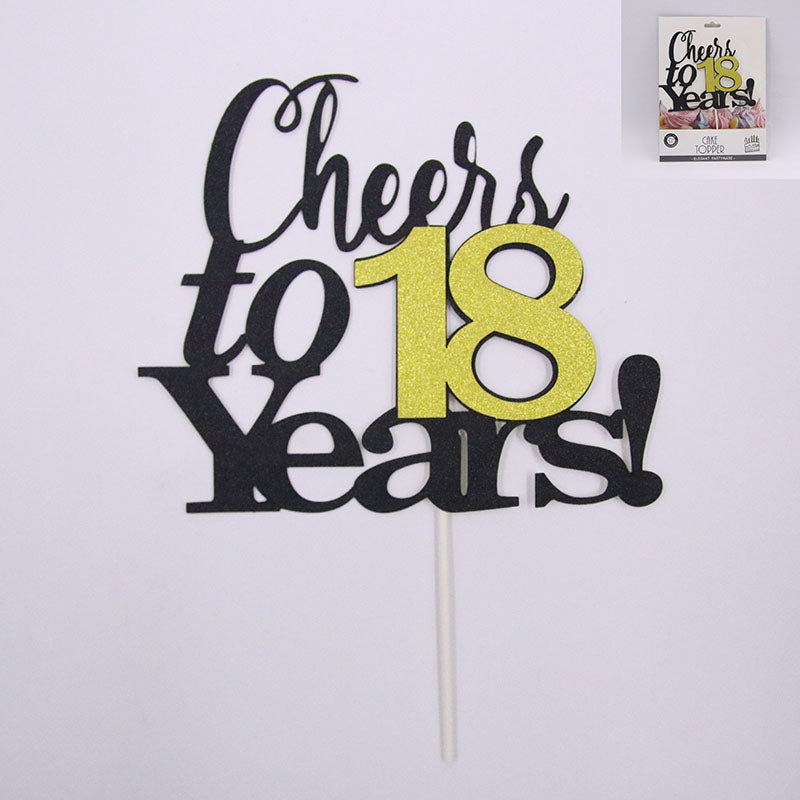 Cake Topper - Cheers To 18 Years - Dollars and Sense
