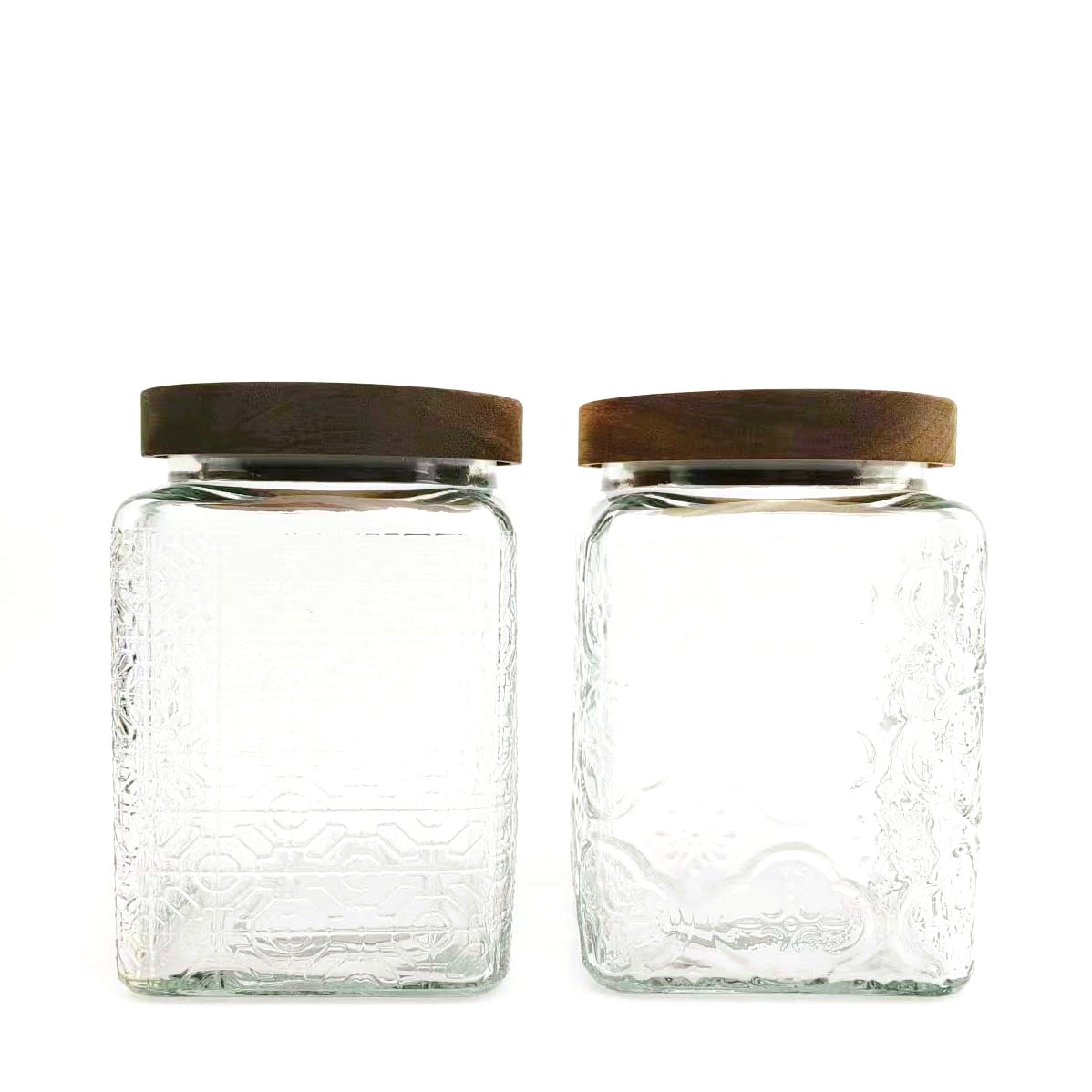Glass Stroage Jar with Wood Lid 750ml
