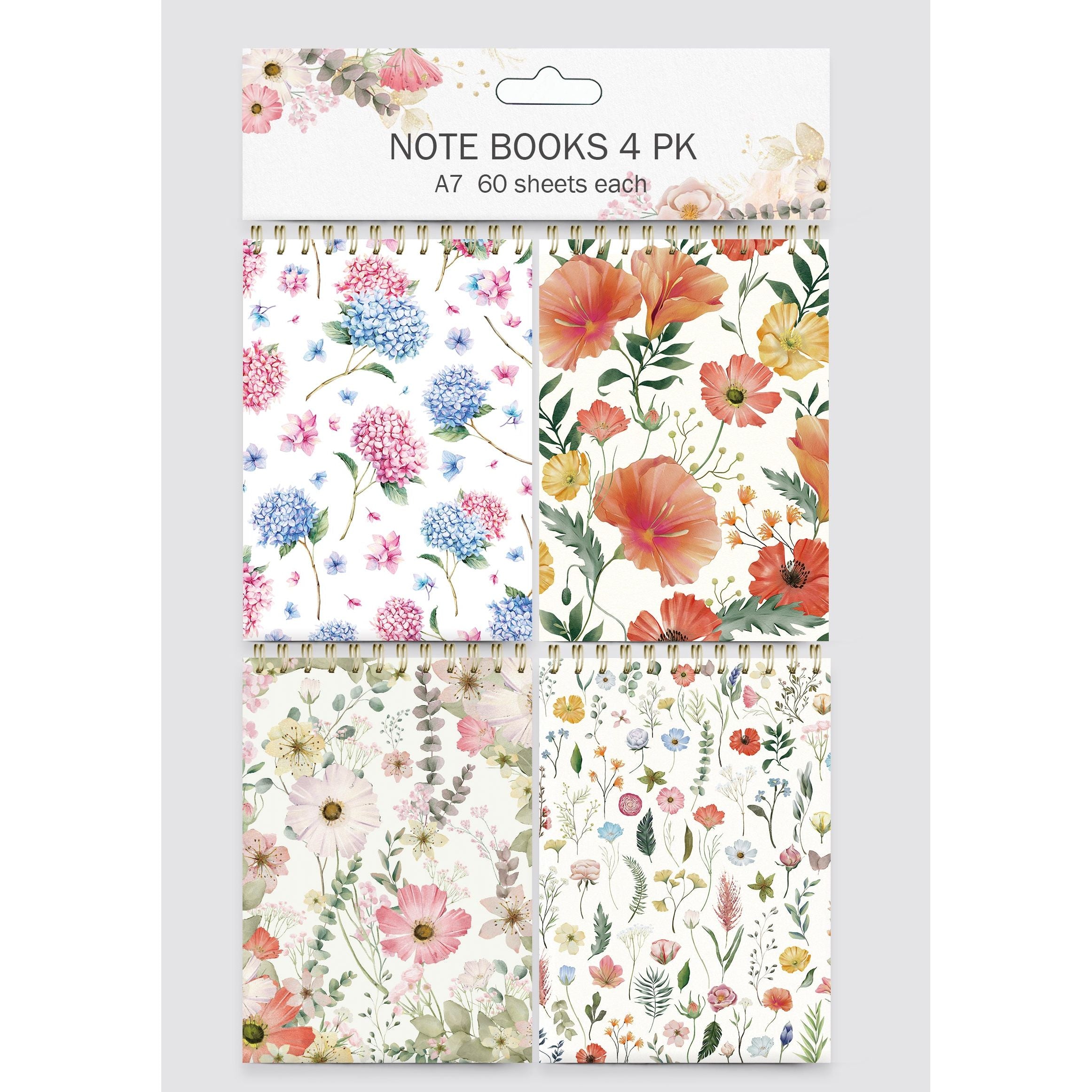 Meadow Bouquet Pk4 A7 Spiral Notebook 60 Sheets