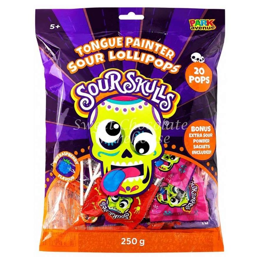 Sour Skulls Tongue Painter Lollipops 20 Pack 250g