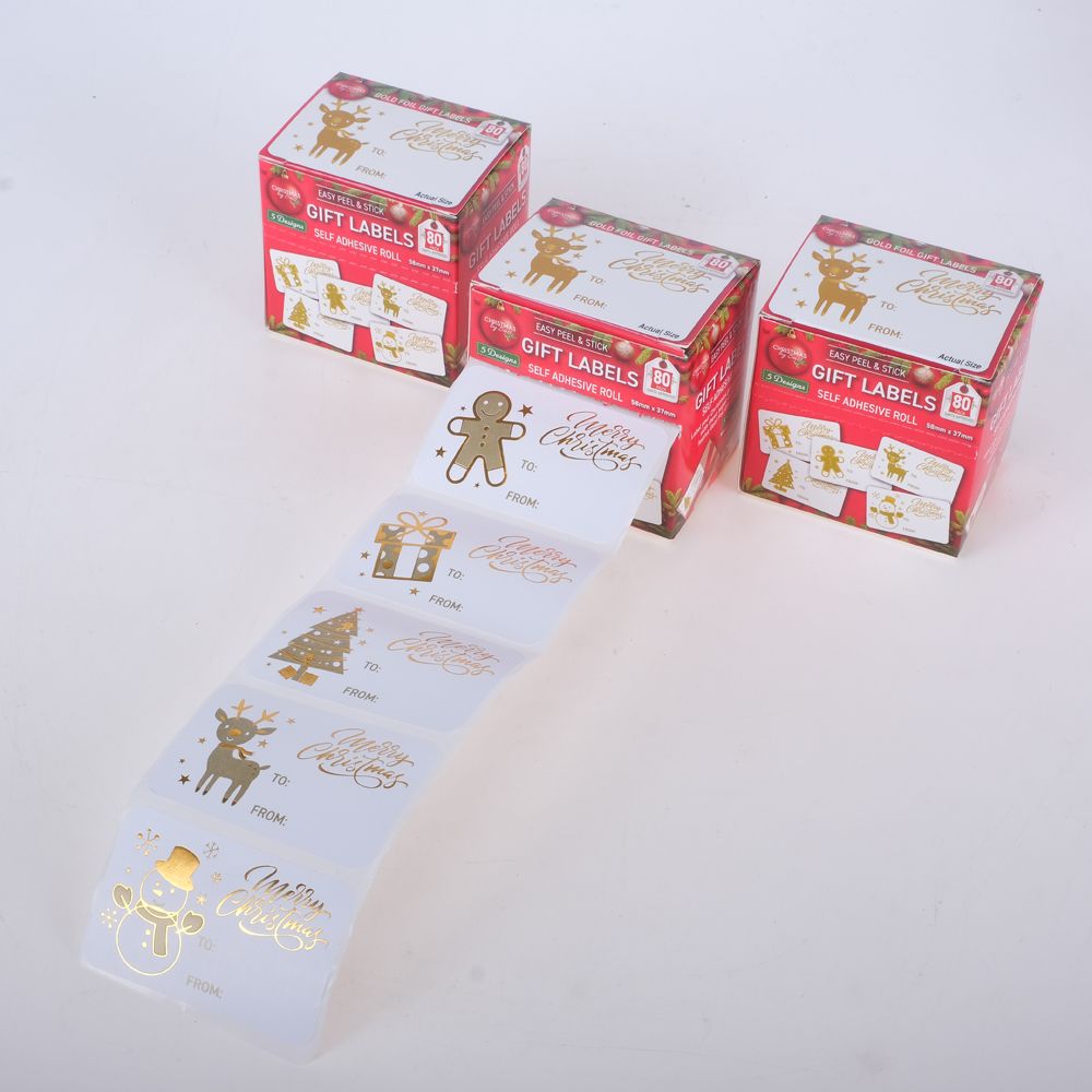 Christmas Self Adhesive Gift Tags - Gold - Dollars and Sense
