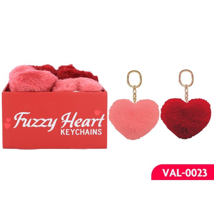 1Pc Fur Heart Keyrings 2 Asst