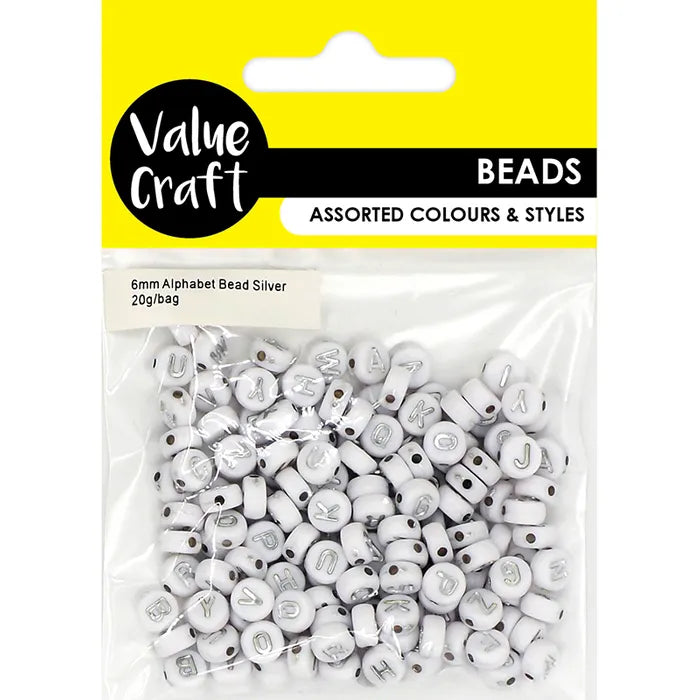 Alphabet Round Beads - Silver - Dollars and Sense
