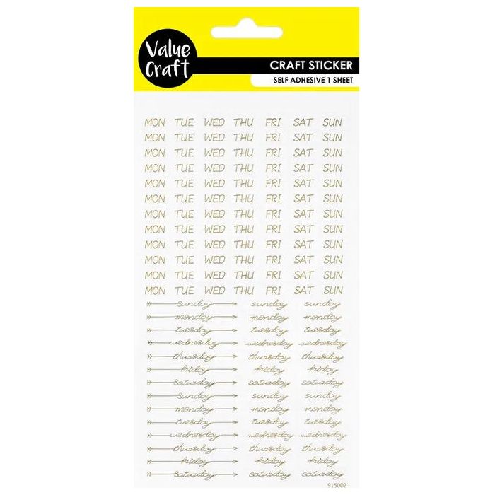 Stickers Foil Planner Days - Gold - Dollars and Sense