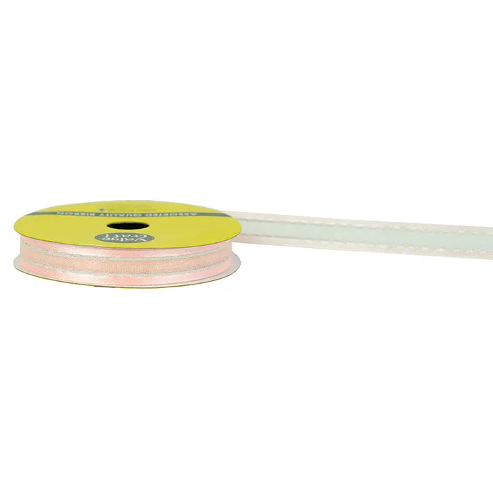 Satin Sheer Ribbon with Silver Edge - Pink