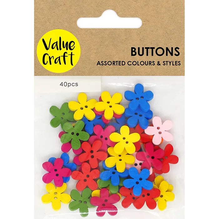 Buttons Wood Flowers - Multicoloured - Dollars and Sense