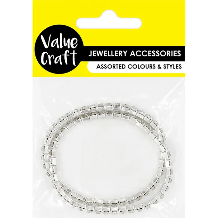 Jewellery Findings Bracelet Stretch Diamante - Silver - Dollars and Sense