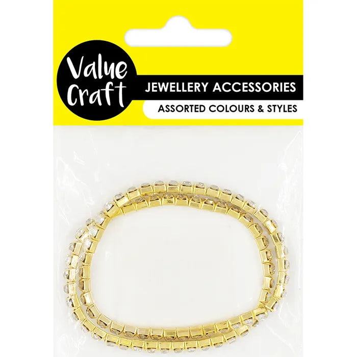 Jewellery Findings Bracelet Stretch Diamante - Gold - Dollars and Sense