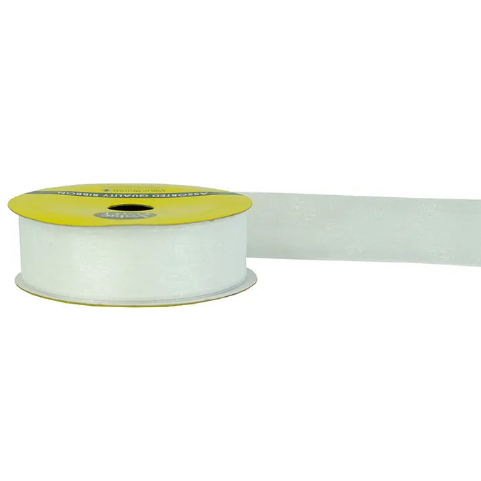 Organza Ribbon Woven Edge - White