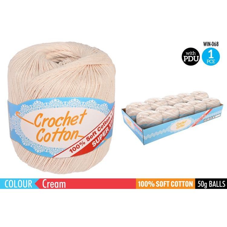 Crochet Cotton - cream SKU WIN-068 - Dollars and Sense
