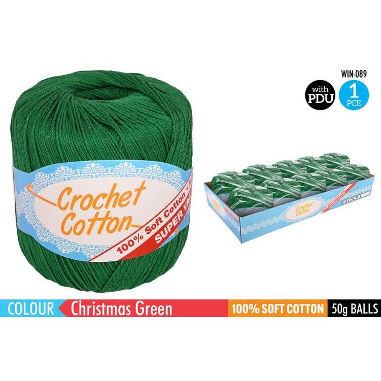 Crochet Cotton - Christmas Green SKU WIN-089 - Dollars and Sense