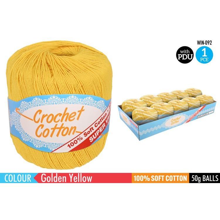 Crochet Cotton - Golden Yellow SKU WIN-092 - Dollars and Sense
