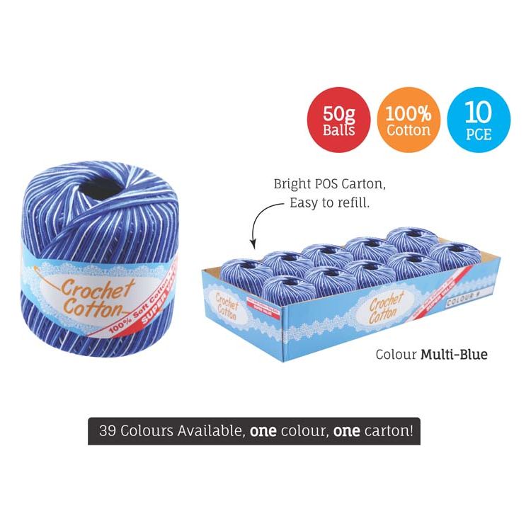 Crochet Cotton - Multi Blue - Dollars and Sense