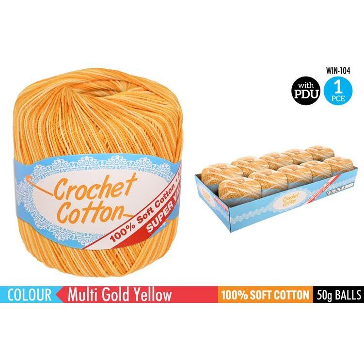 Crochet Cotton Multi - Golden Yellow SKU WIN-104 - Dollars and Sense