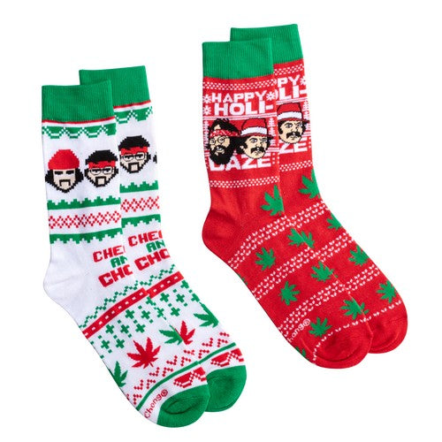 Xmas Socks Cheech & Chong Mens Crew Folded 2pk Default Title