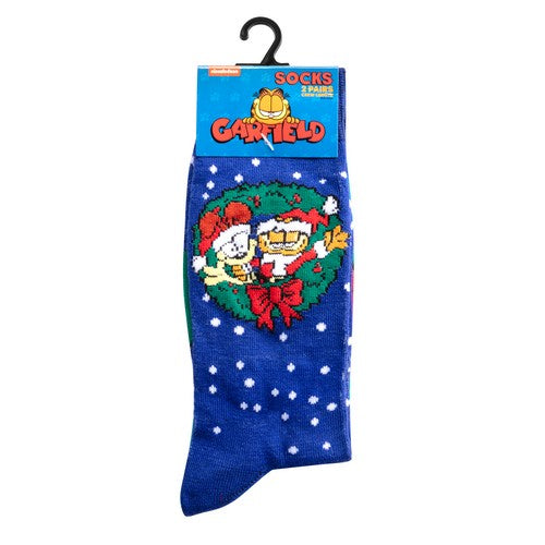 Xmas Socks Garfield Mens Crew Folded 2pk Default Title
