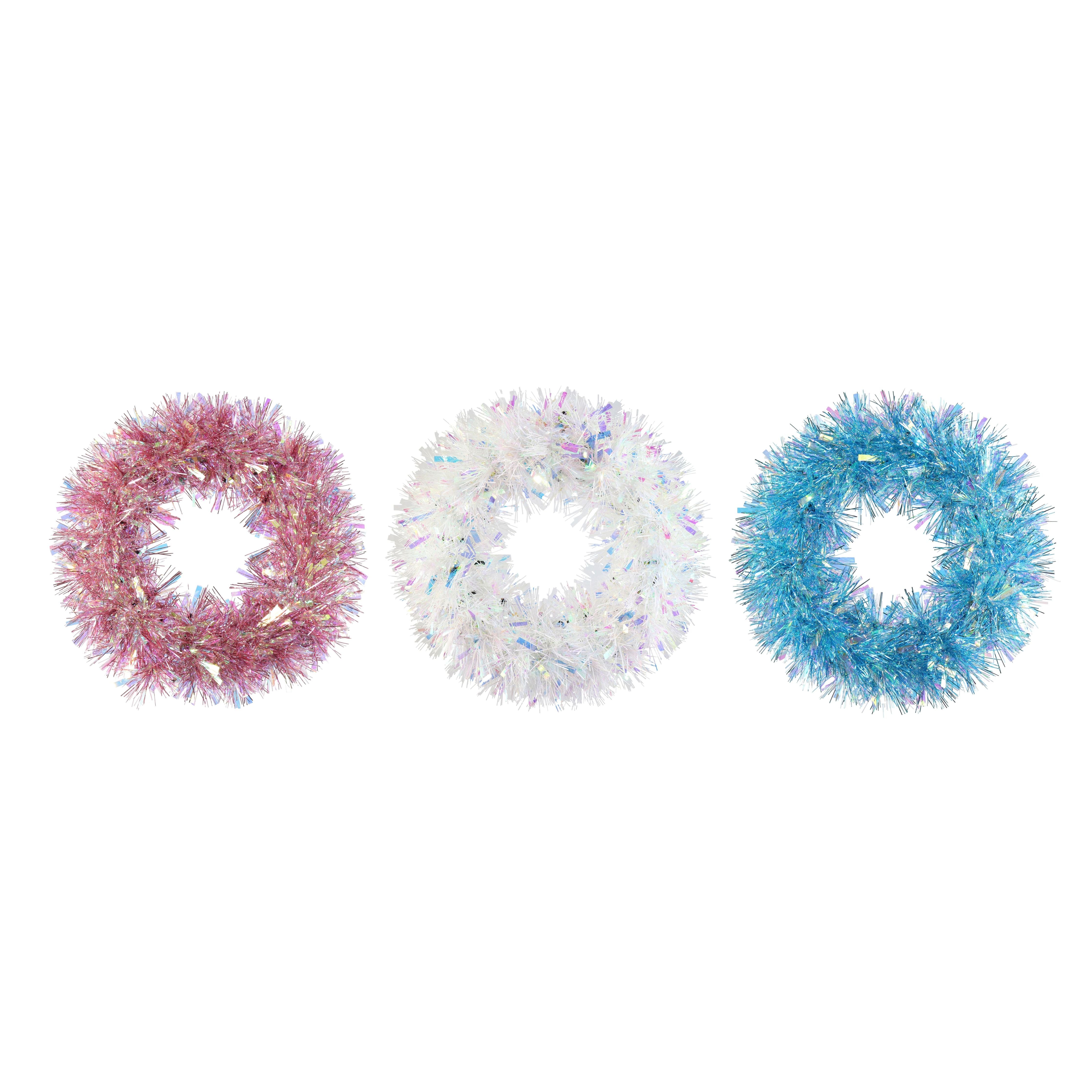 Tinsel Wreath Iridescent 30cm