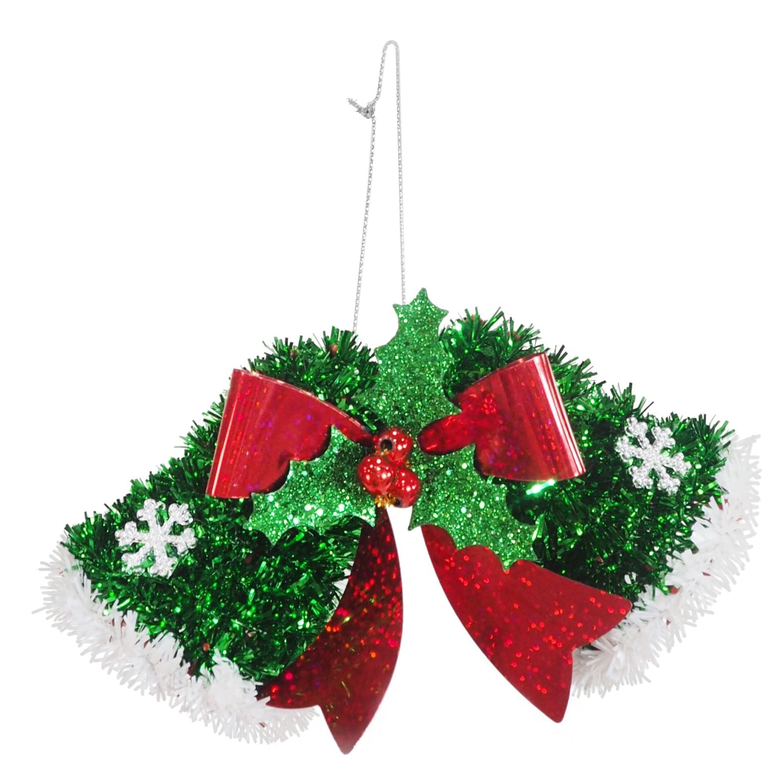 Tinsel Hanging Twin Bells Asst