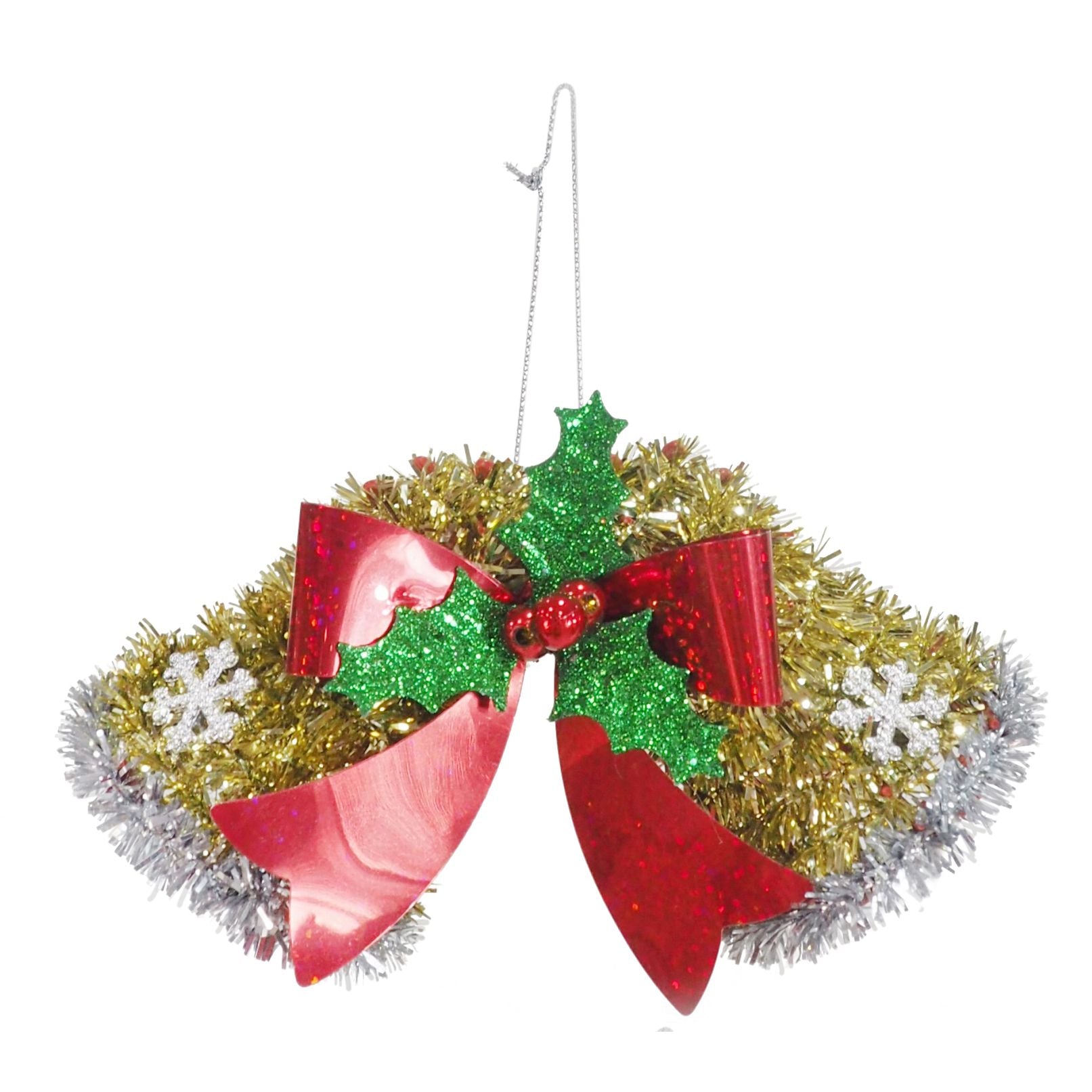 Tinsel Hanging Twin Bells Asst
