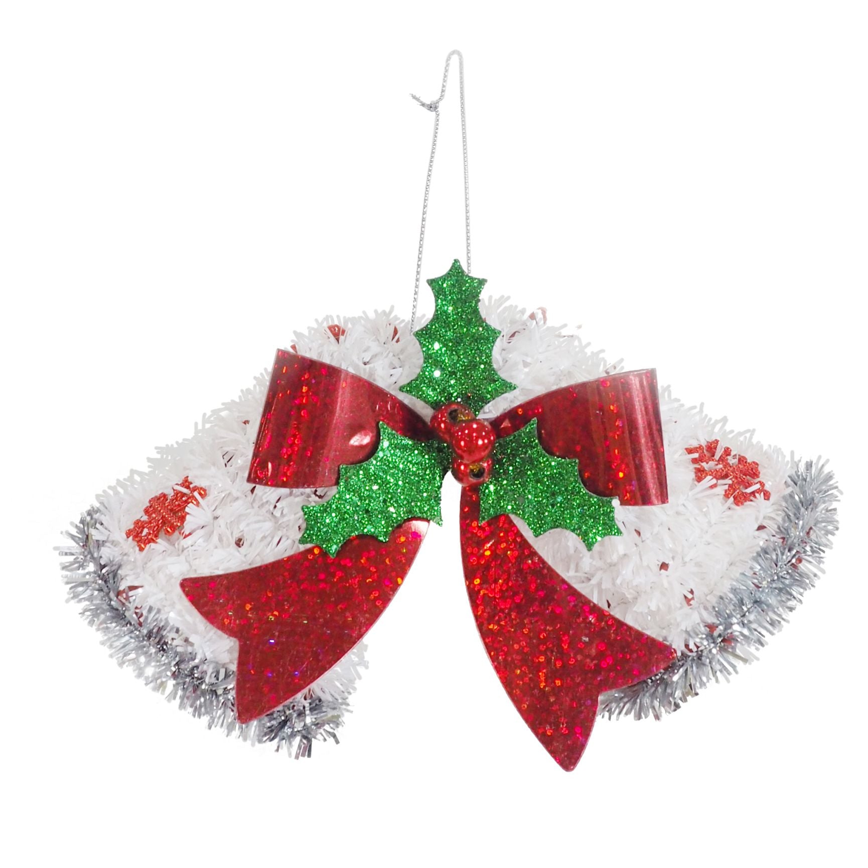 Tinsel Hanging Twin Bells Asst