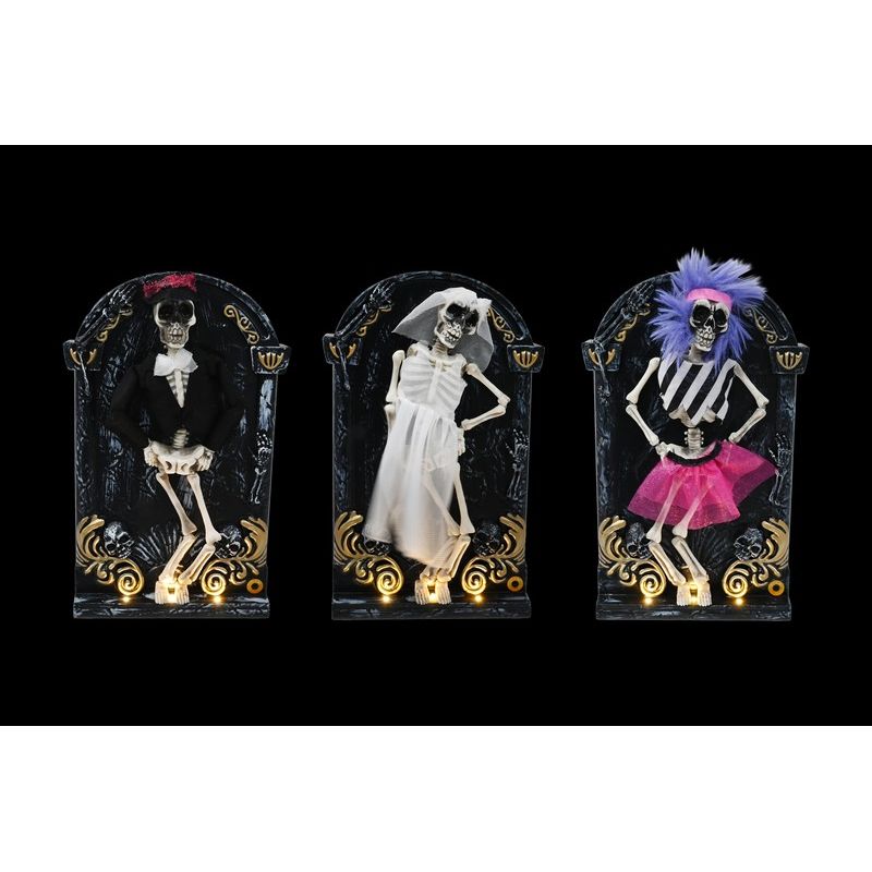 Animated Tombstone with Skeleton - Assorted 31cm
