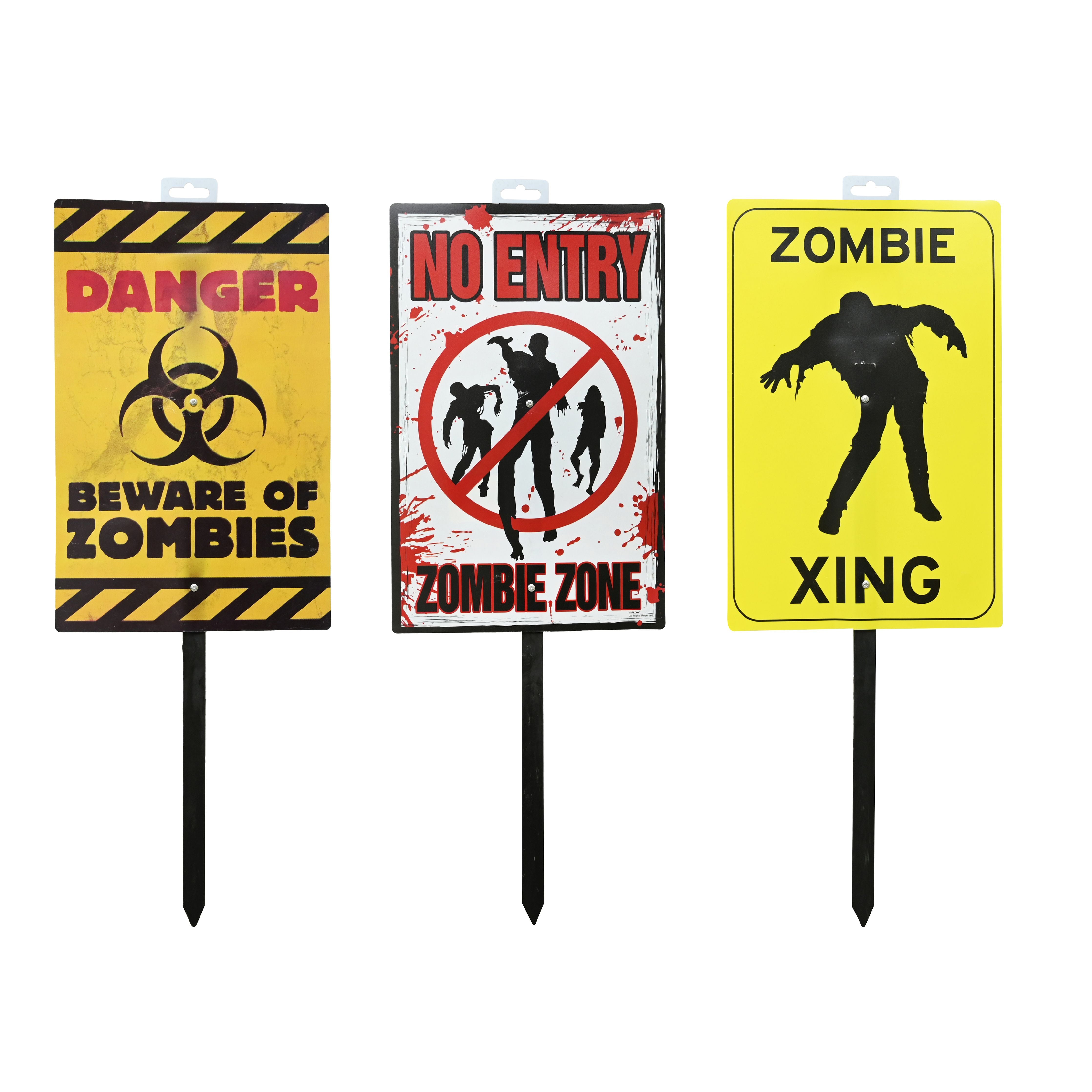 Zombie Warning Sign Stake 58cm